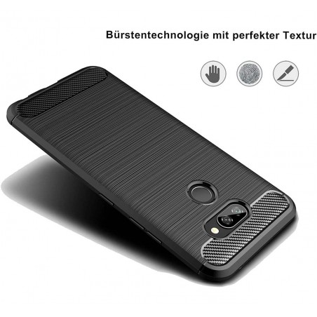 Funda Gel Tpu Tipo Carbon Negra para Lg K40s