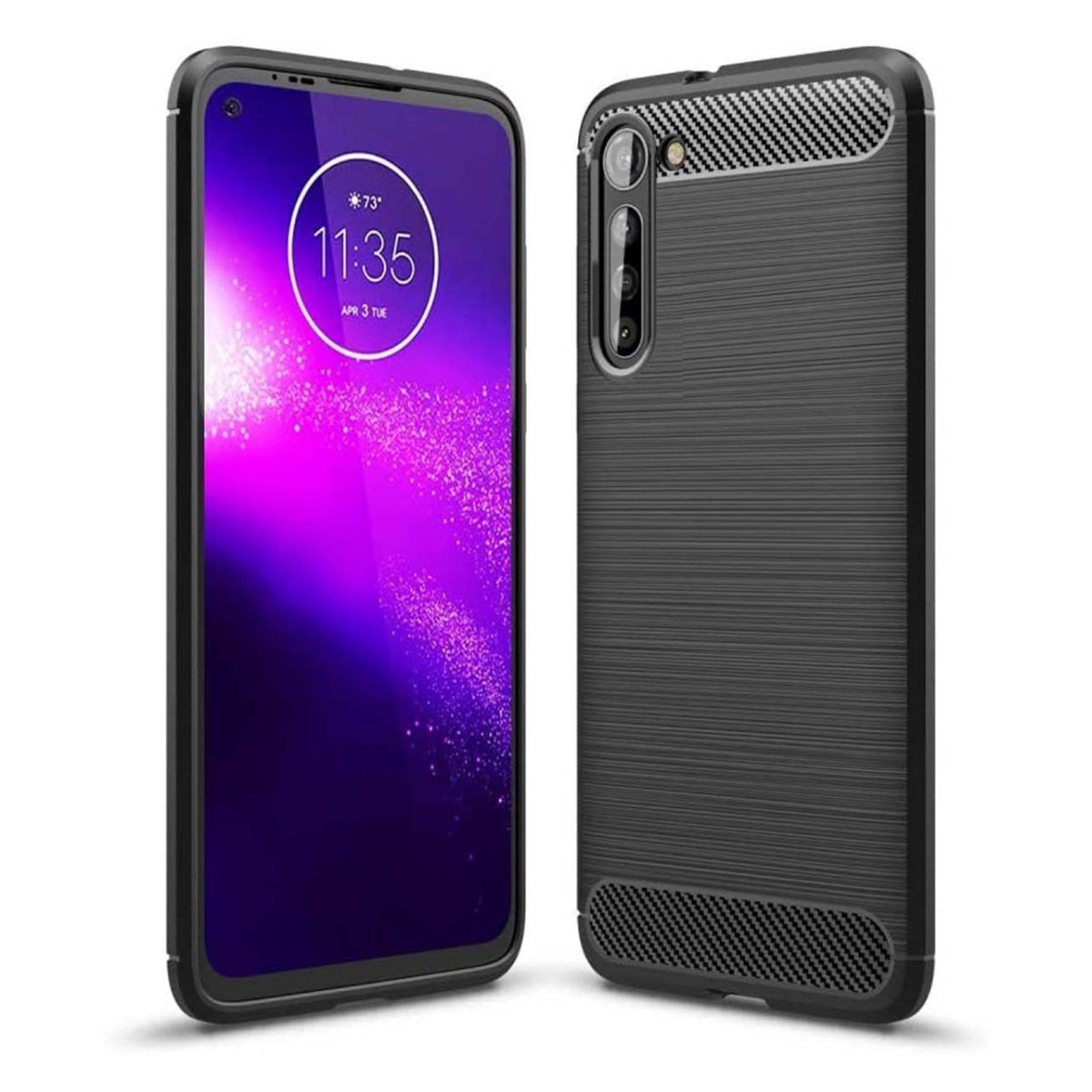 Funda Gel Tpu Tipo Carbon Negra para Oppo Find X2 Lite