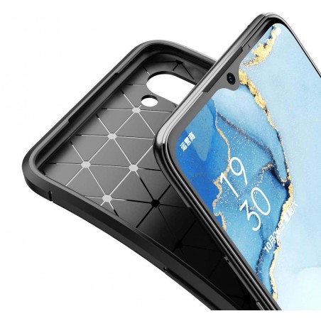 Funda Gel Tpu Tipo Carbon Negra para Oppo Find X2 Lite