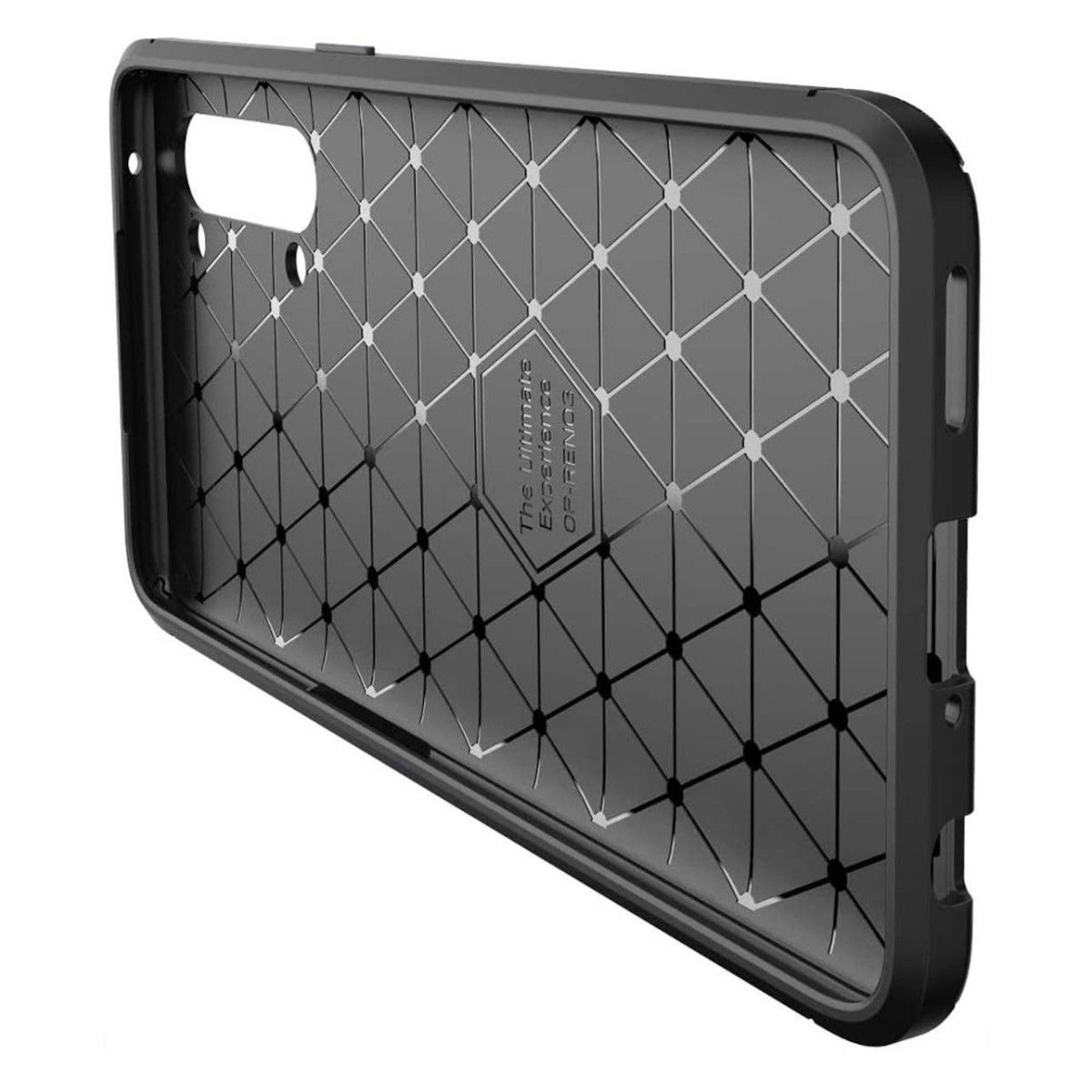 Funda Gel Tpu Tipo Carbon Negra para Oppo Find X2 Lite