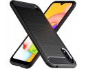 Funda Gel Tpu Tipo Carbon Negra para Samsung Galaxy A01