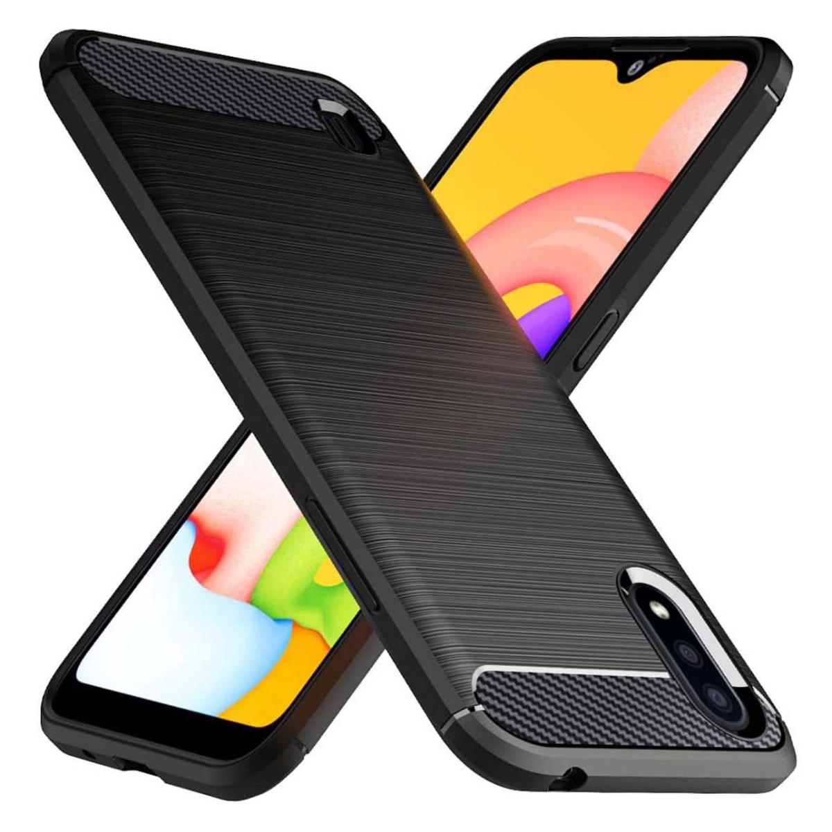 Funda Gel Tpu Tipo Carbon Negra para Samsung Galaxy A01