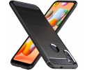 Funda Gel Tpu Tipo Carbon Negra para Samsung Galaxy A11 / M11