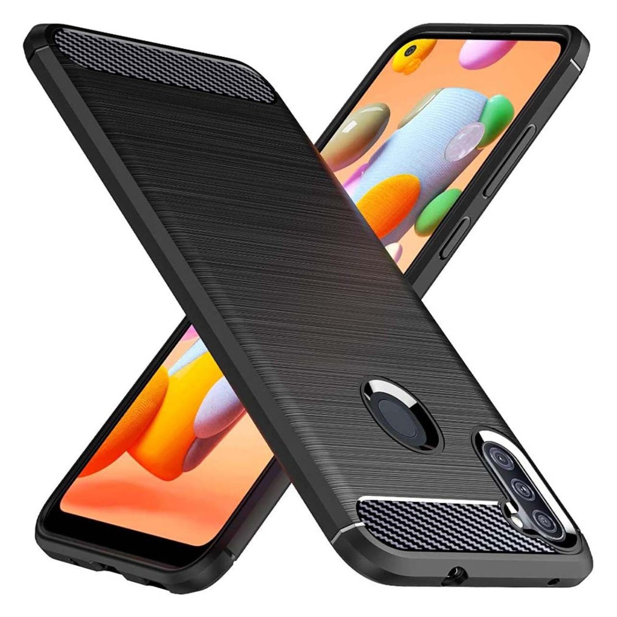 Funda Gel Tpu Tipo Carbon Negra para Samsung Galaxy A11 / M11