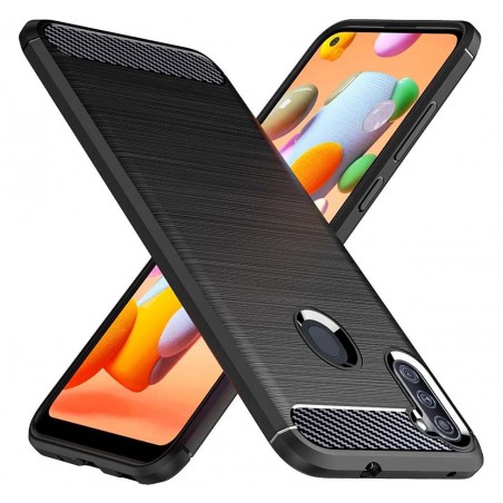 Funda Gel Tpu Tipo Carbon Negra para Samsung Galaxy A11 / M11