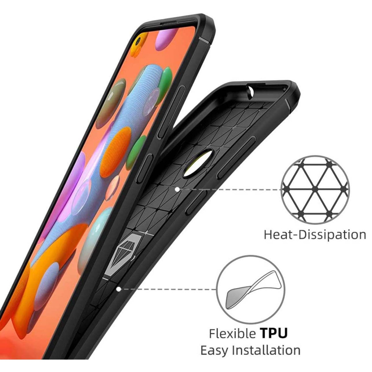 Funda Gel Tpu Tipo Carbon Negra para Samsung Galaxy A11 / M11