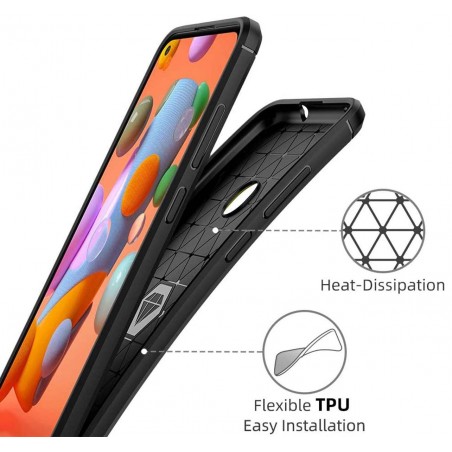Funda Gel Tpu Tipo Carbon Negra para Samsung Galaxy A11 / M11