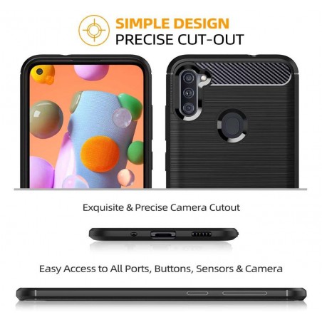 Funda Gel Tpu Tipo Carbon Negra para Samsung Galaxy A11 / M11