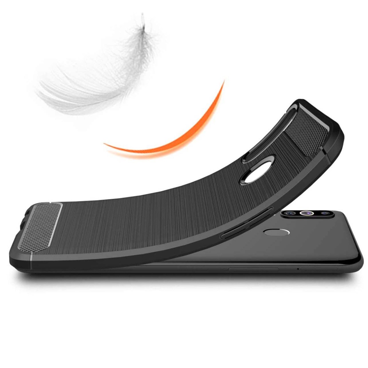 Funda Gel Tpu Tipo Carbon Negra para Samsung Galaxy A20s