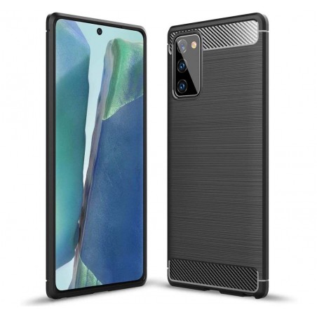 Funda Gel Tpu Tipo Carbon Negra para Samsung Galaxy Note 20