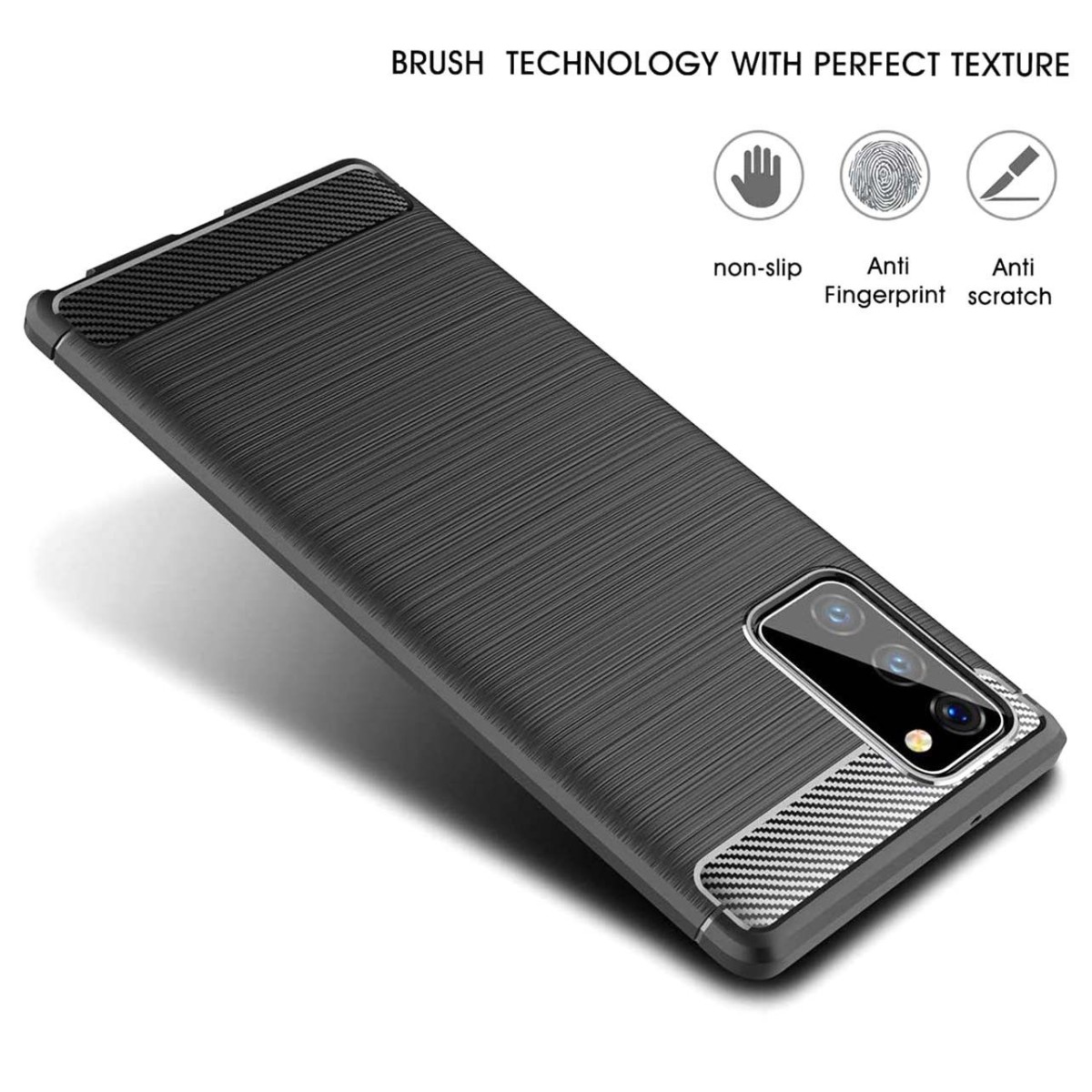 Funda Gel Tpu Tipo Carbon Negra para Samsung Galaxy Note 20
