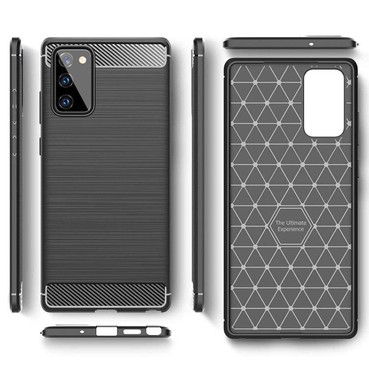 Funda Gel Tpu Tipo Carbon Negra para Samsung Galaxy Note 20