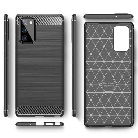Funda Gel Tpu Tipo Carbon Negra para Samsung Galaxy Note 20
