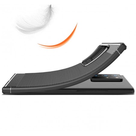 Funda Gel Tpu Tipo Carbon Negra para Samsung Galaxy Note 20 Ultra