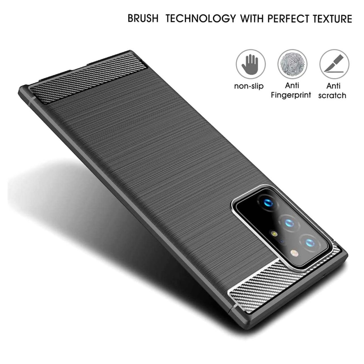Funda Gel Tpu Tipo Carbon Negra para Samsung Galaxy Note 20 Ultra