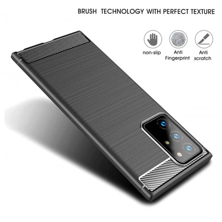 Funda Gel Tpu Tipo Carbon Negra para Samsung Galaxy Note 20 Ultra