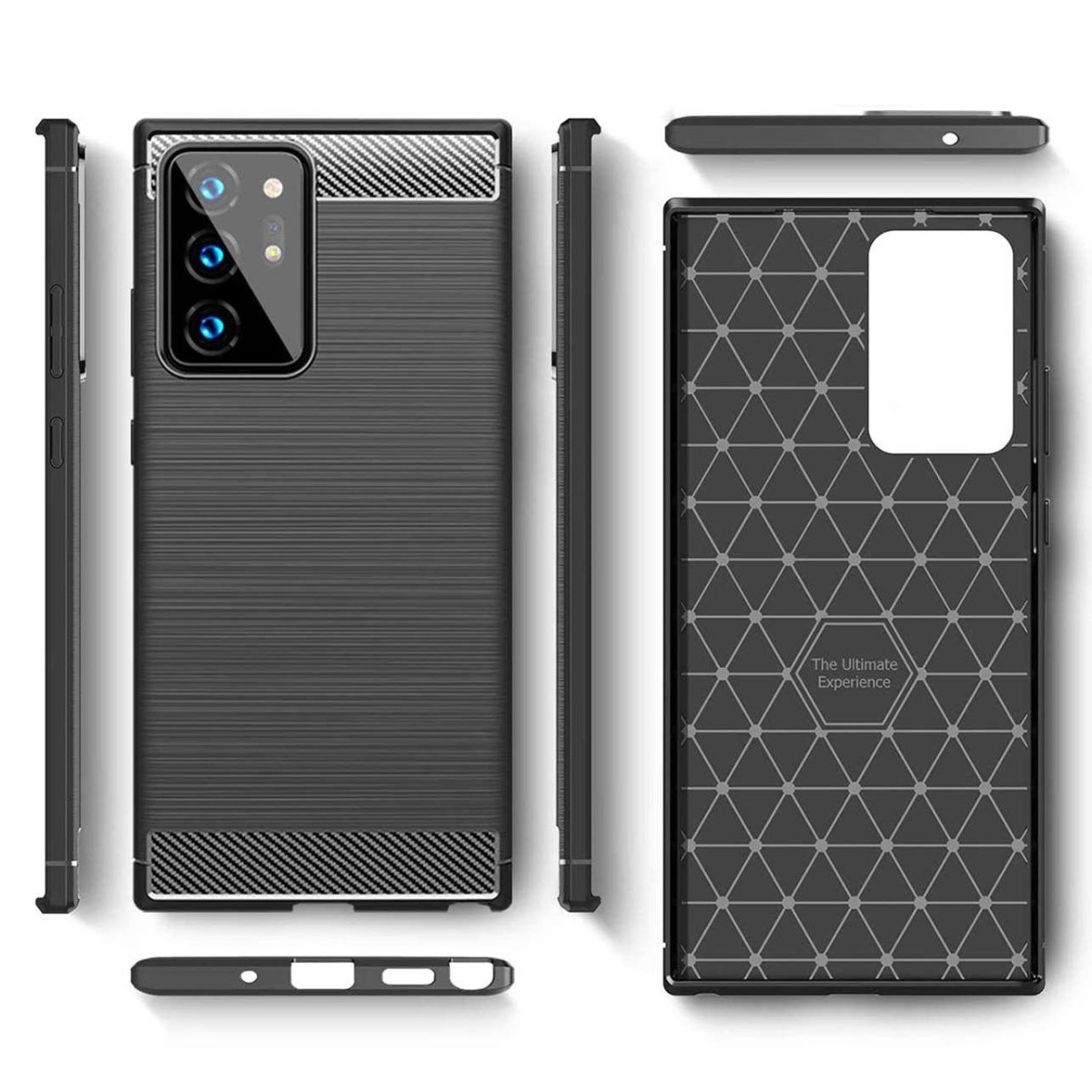 Funda Gel Tpu Tipo Carbon Negra para Samsung Galaxy Note 20 Ultra