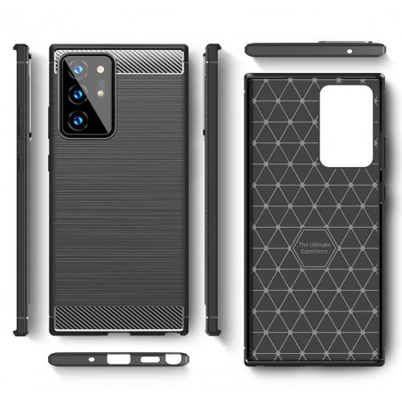 Funda Gel Tpu Tipo Carbon Negra para Samsung Galaxy Note 20 Ultra