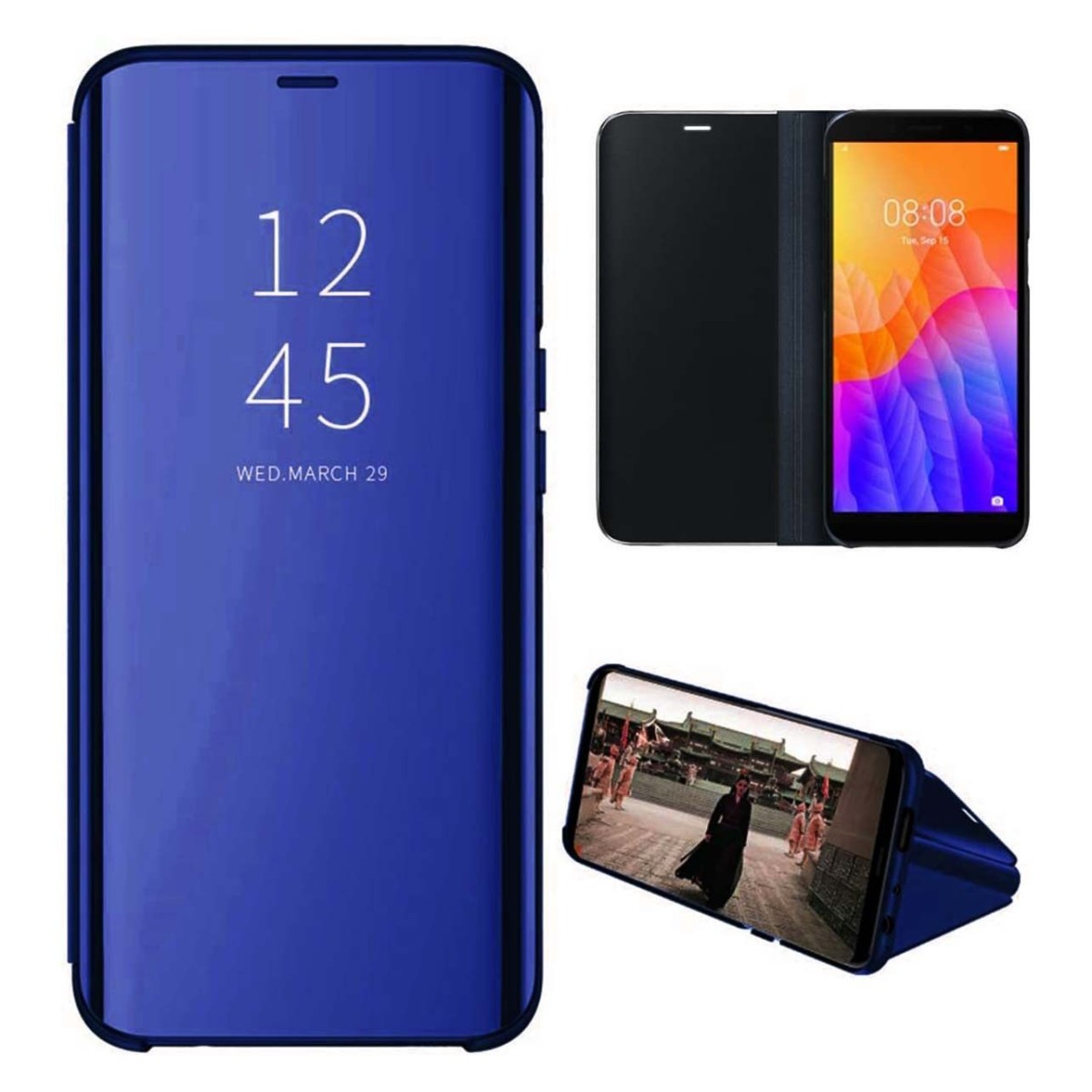 Funda Flip Cover Clear View para Huawei Y5p color Azul