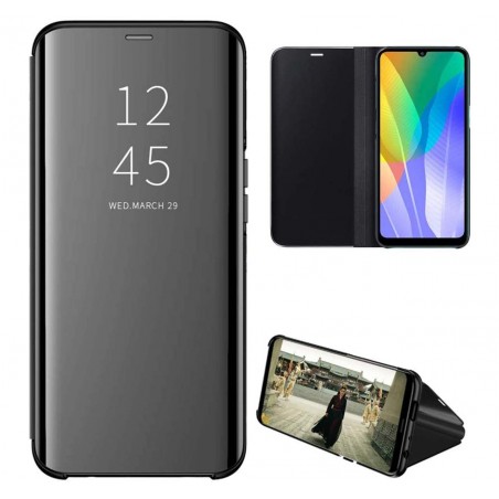 Funda Flip Cover Clear View para Huawei Y6p color Negra