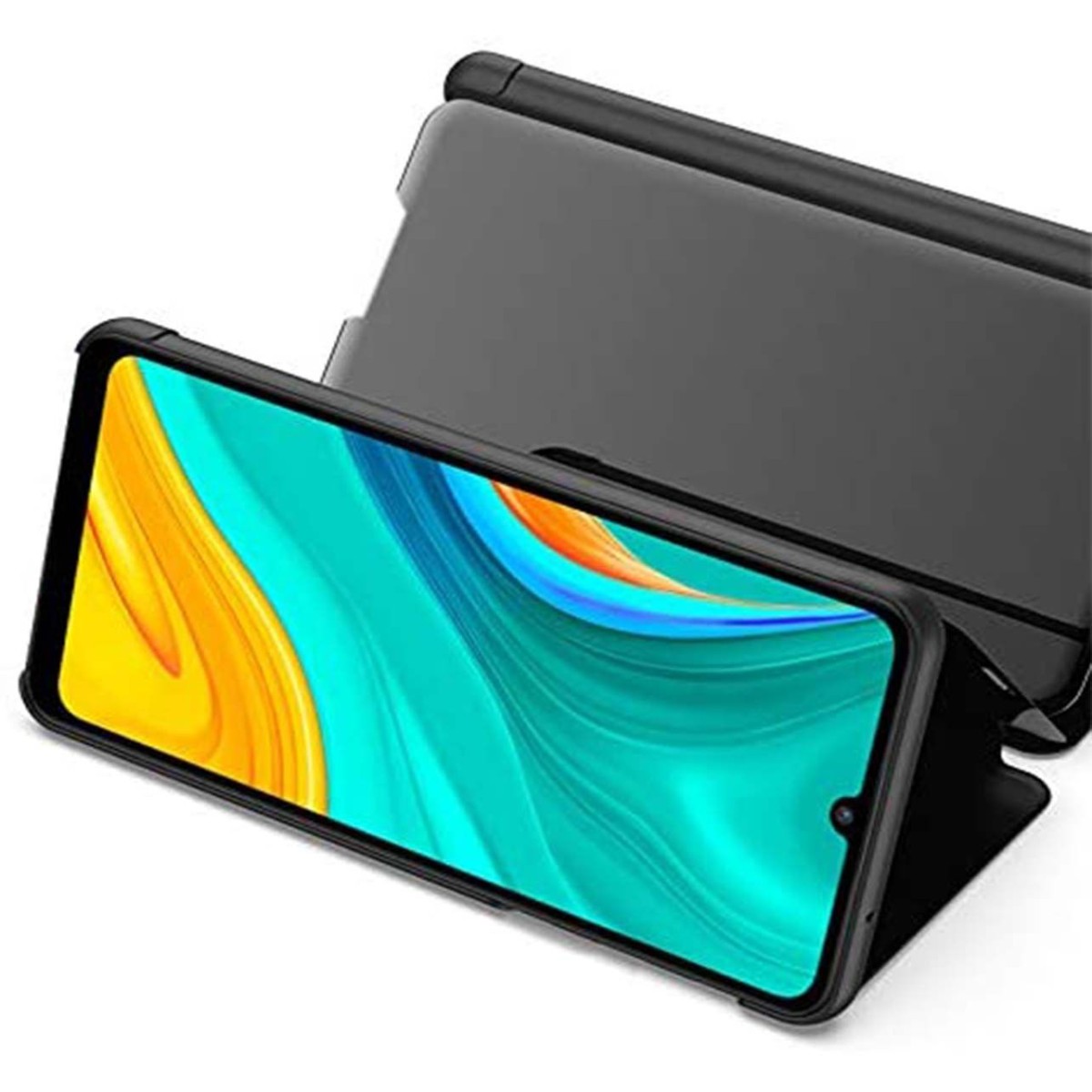 Funda Flip Cover Clear View para Huawei Y6p color Negra