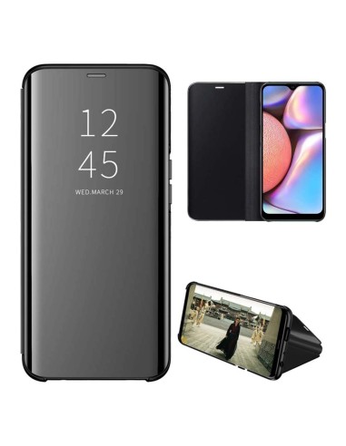 Funda Flip Cover Clear View para Samsung Galaxy A01 color Negra