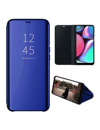 Funda Flip Cover Clear View para Samsung Galaxy A01 color Azul