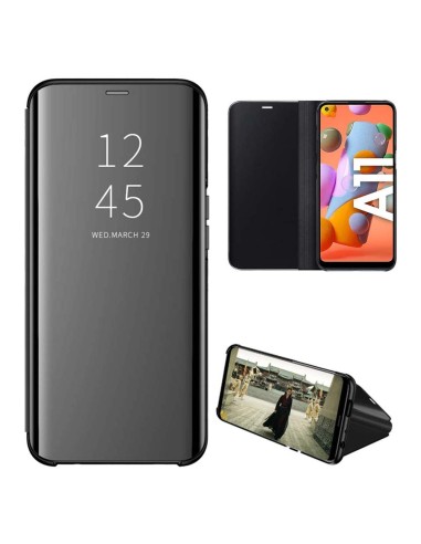 Funda Flip Cover Clear View para Samsung Galaxy A11 / M11 color Negra