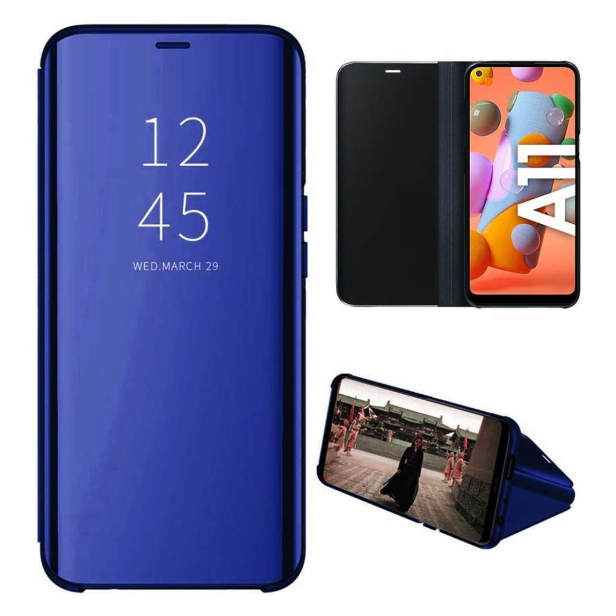Funda Flip Cover Clear View para Samsung Galaxy A11 / M11 color Azul