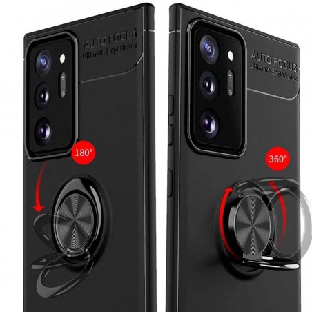 Funda Magnetica Soporte con Anillo Giratorio 360 para Samsung Galaxy Note 20 Ultra Negra