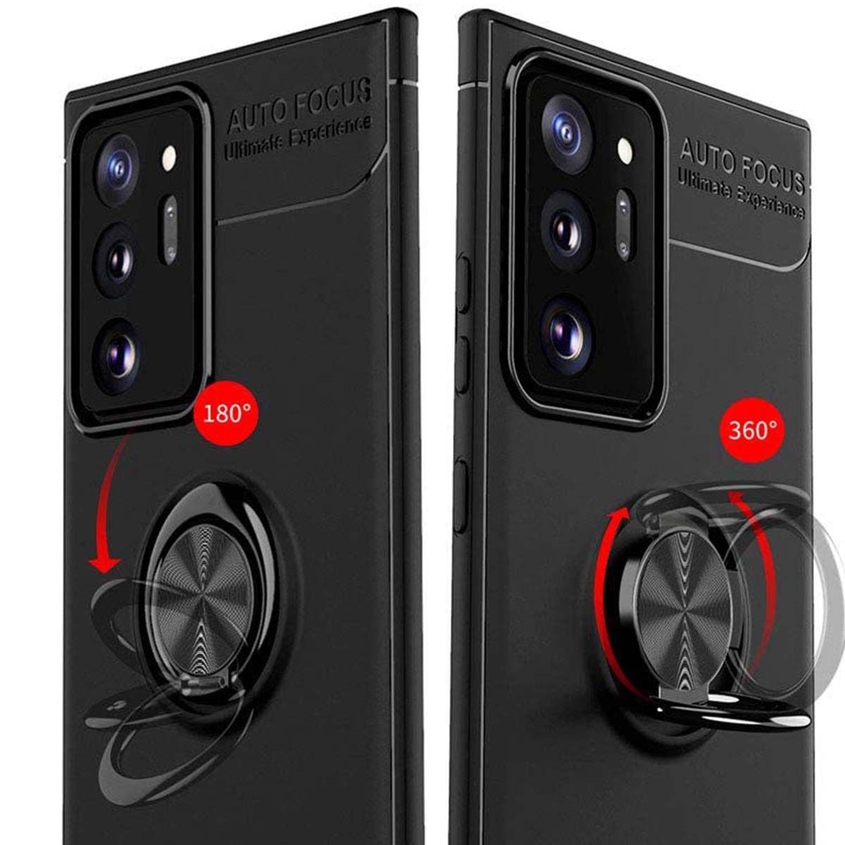 Funda Magnetica Soporte con Anillo Giratorio 360 para Samsung Galaxy Note 20 Ultra Roja