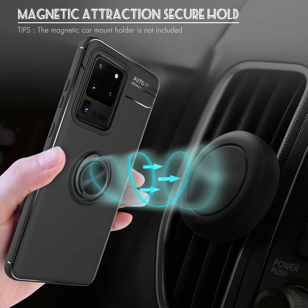 Funda Magnetica Soporte con Anillo Giratorio 360 para Samsung Galaxy Note 20 Ultra Roja