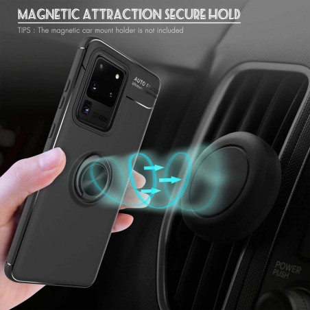 Funda Magnetica Soporte con Anillo Giratorio 360 para Samsung Galaxy Note 20 Ultra Roja