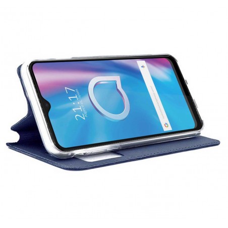 Funda Libro Soporte con Ventana para Alcatel 3X 4CAM color Azul
