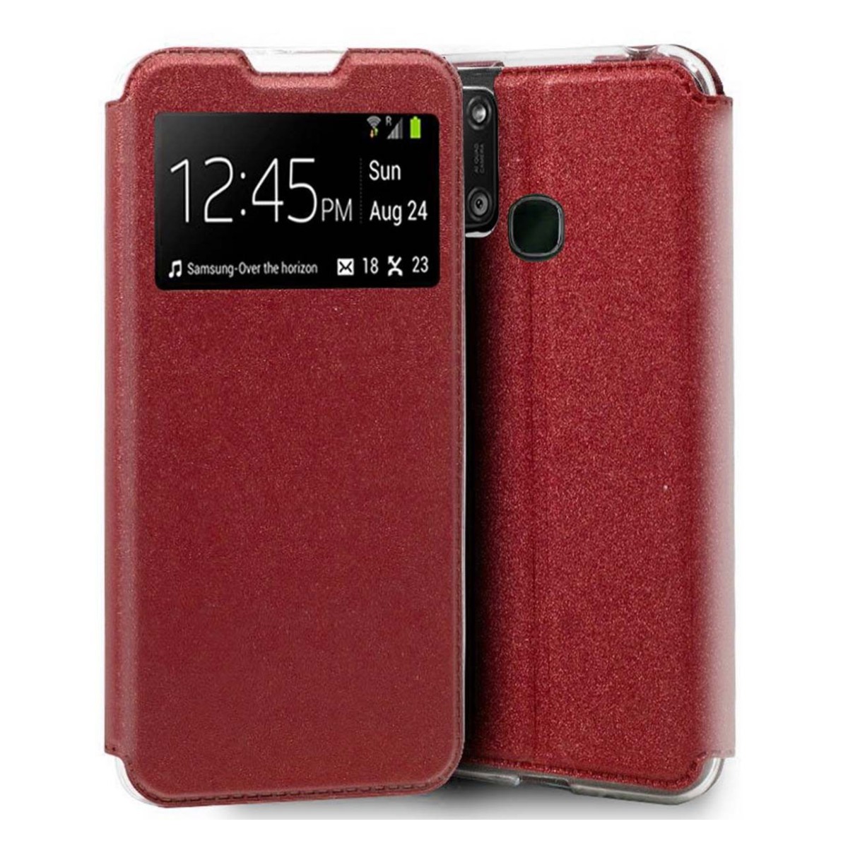 Funda Libro Soporte con Ventana para Alcatel 3X 4CAM color Roja