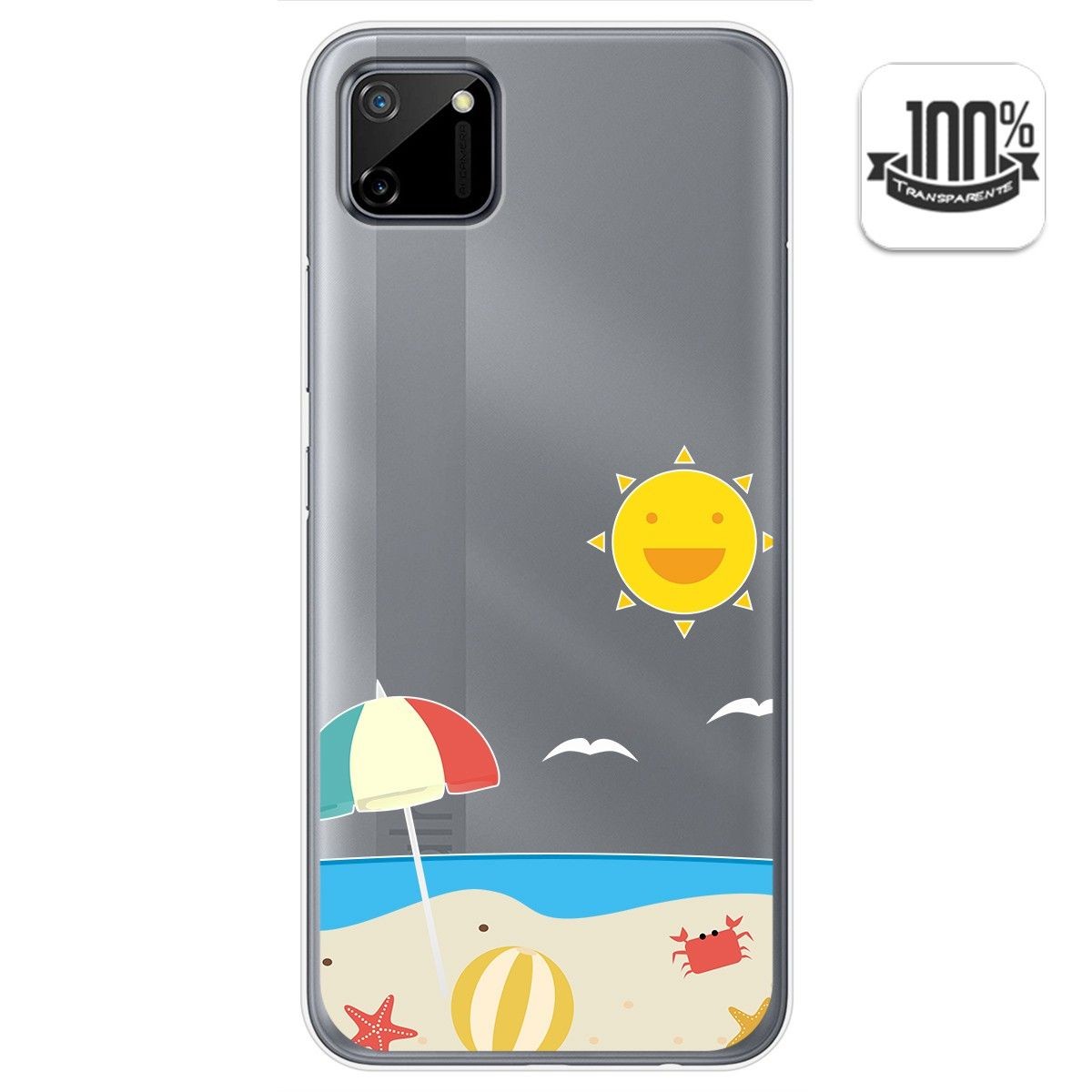 Funda Gel Transparente para Realme C11 diseño Playa Dibujos