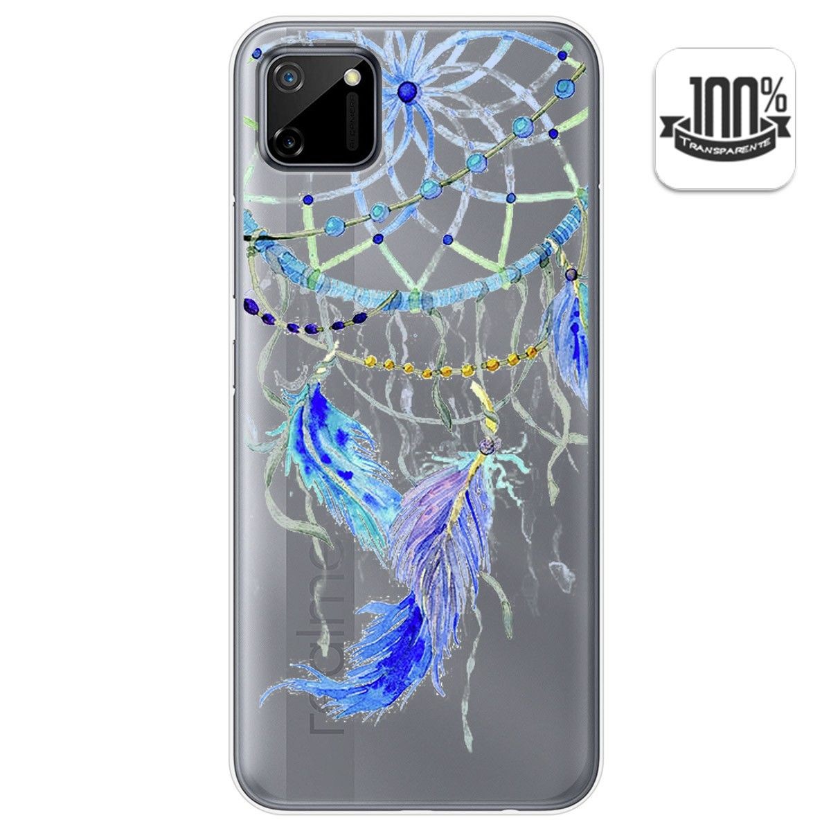 Funda Gel Transparente para Realme C11 diseño Plumas Dibujos