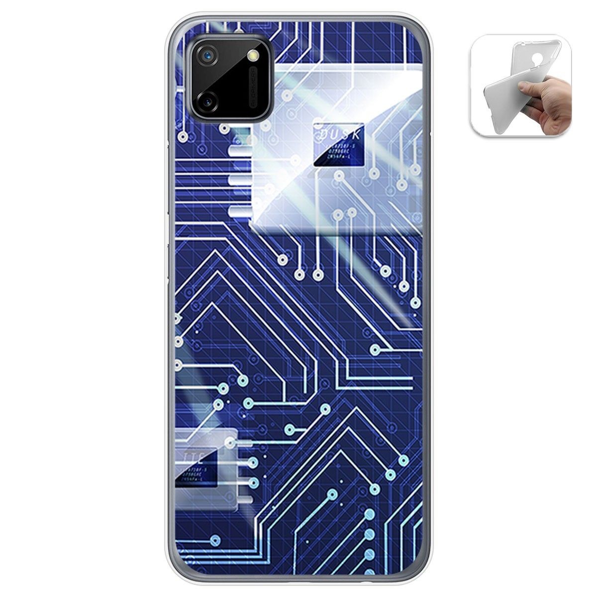 Funda Gel Tpu para Realme C11 diseño Circuito Dibujos