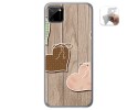 Funda Gel Tpu para Realme C11 diseño Corazones Madera Dibujos