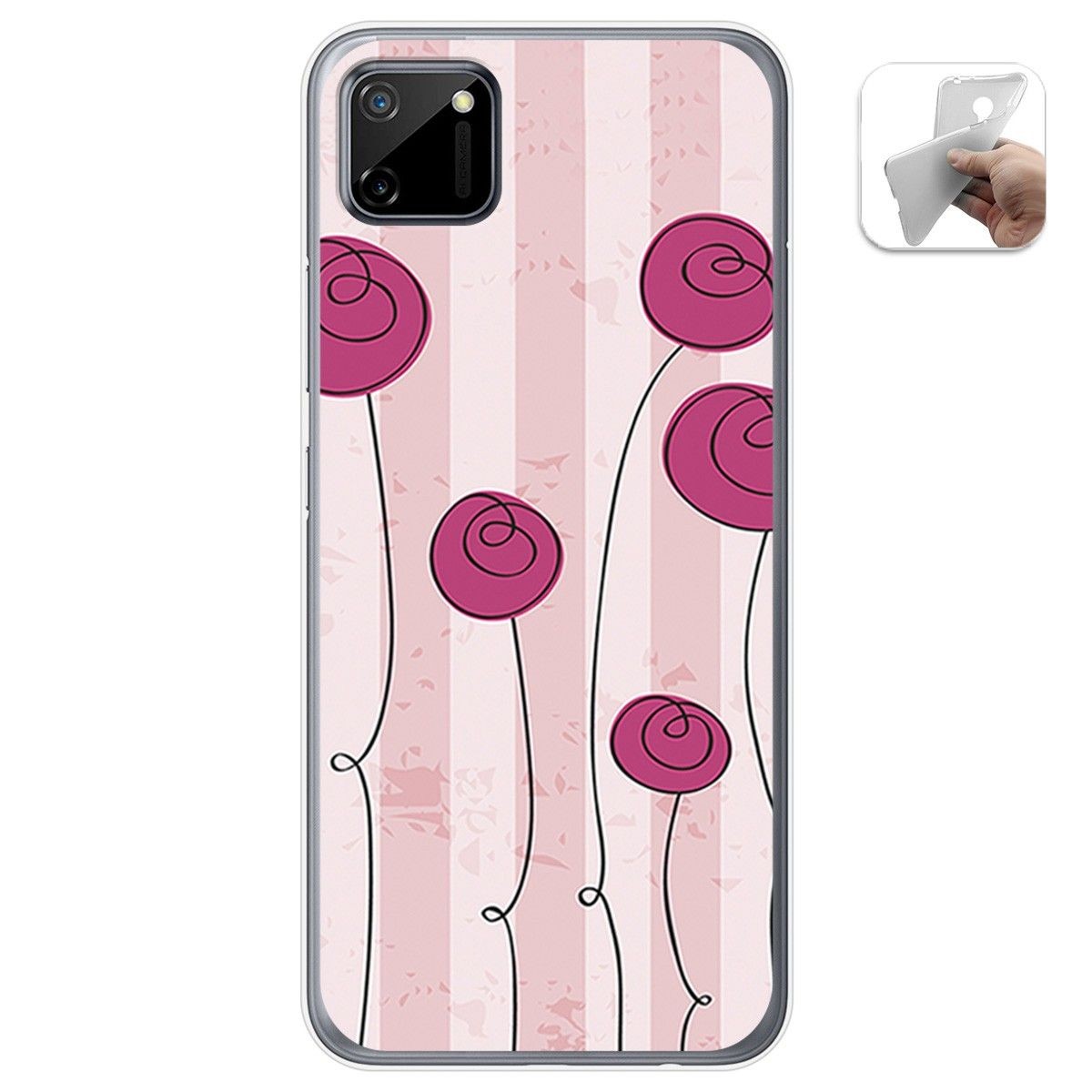 Funda Gel Tpu para Realme C11 diseño Flores Vintage Dibujos