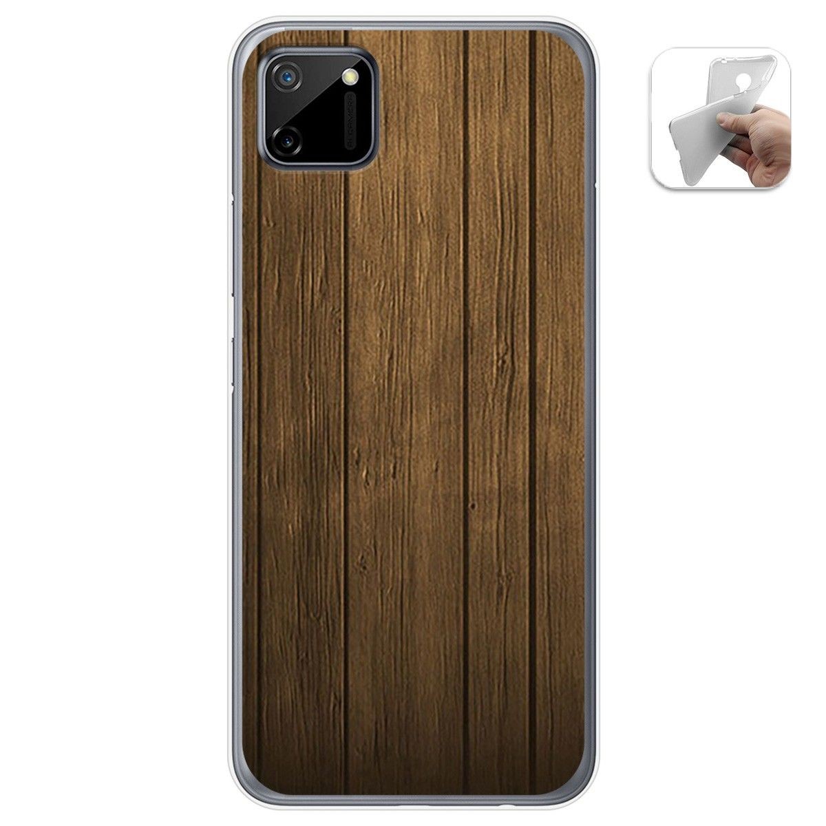 Funda Gel Tpu para Realme C11 diseño Madera Dibujos