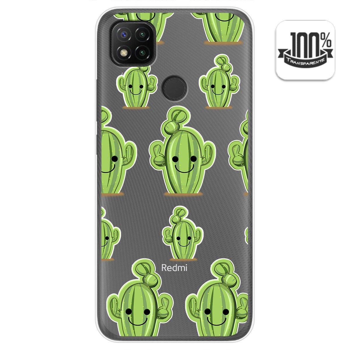 Funda Gel Transparente para Xiaomi Redmi 9C diseño Cactus Dibujos