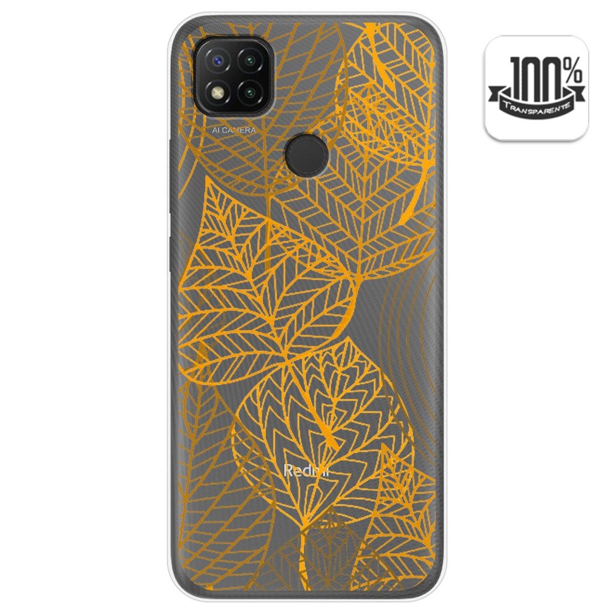 Funda Gel Transparente para Xiaomi Redmi 9C diseño Hojas Dibujos
