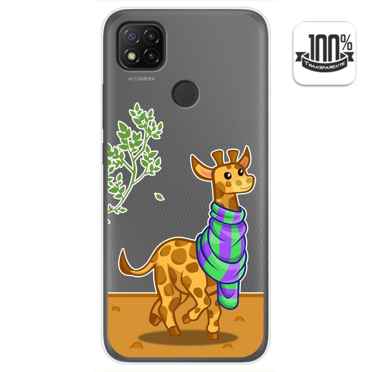 Funda Gel Transparente para Xiaomi Redmi 9C diseño Jirafa Dibujos