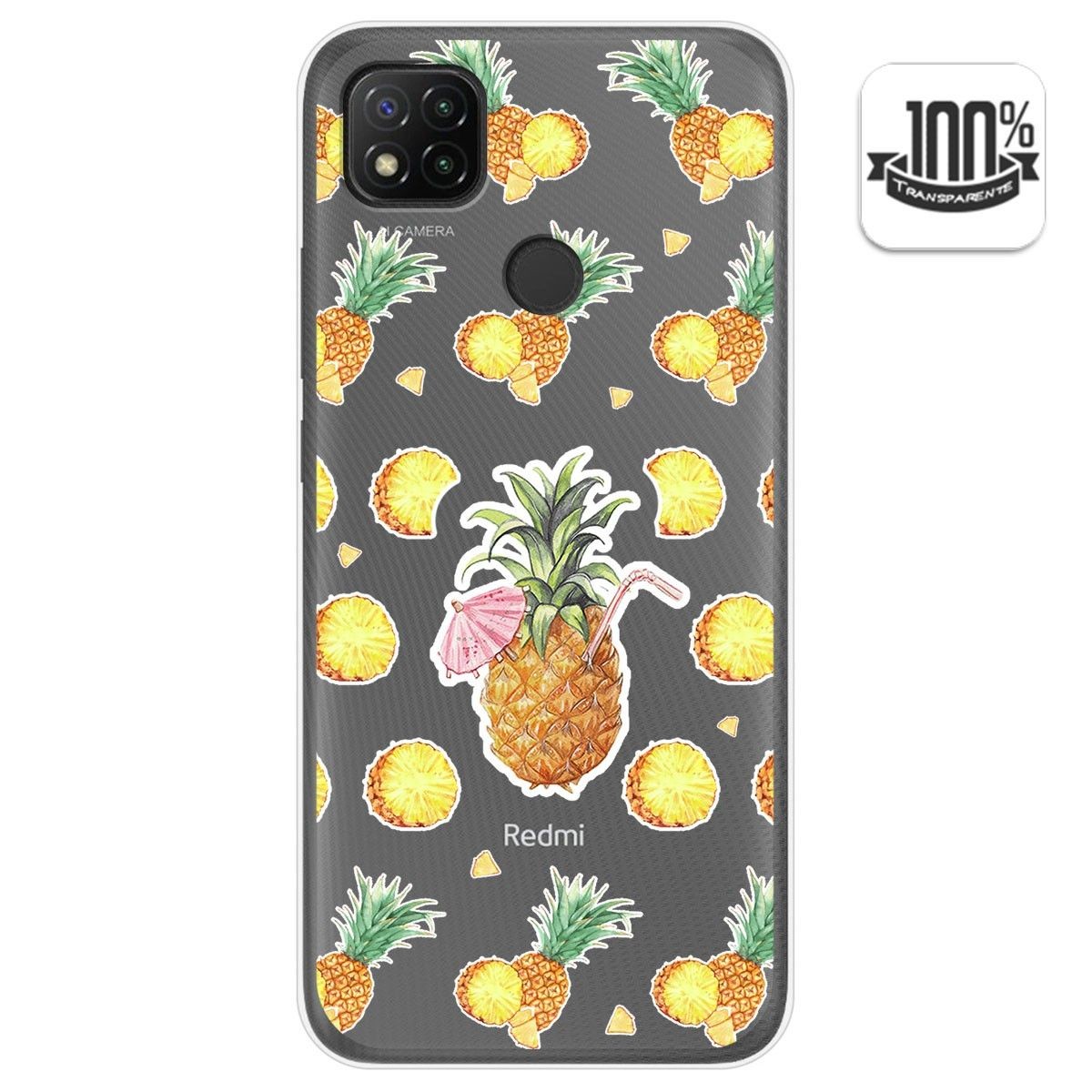 Funda Gel Transparente para Xiaomi Redmi 9C diseño Piña Dibujos