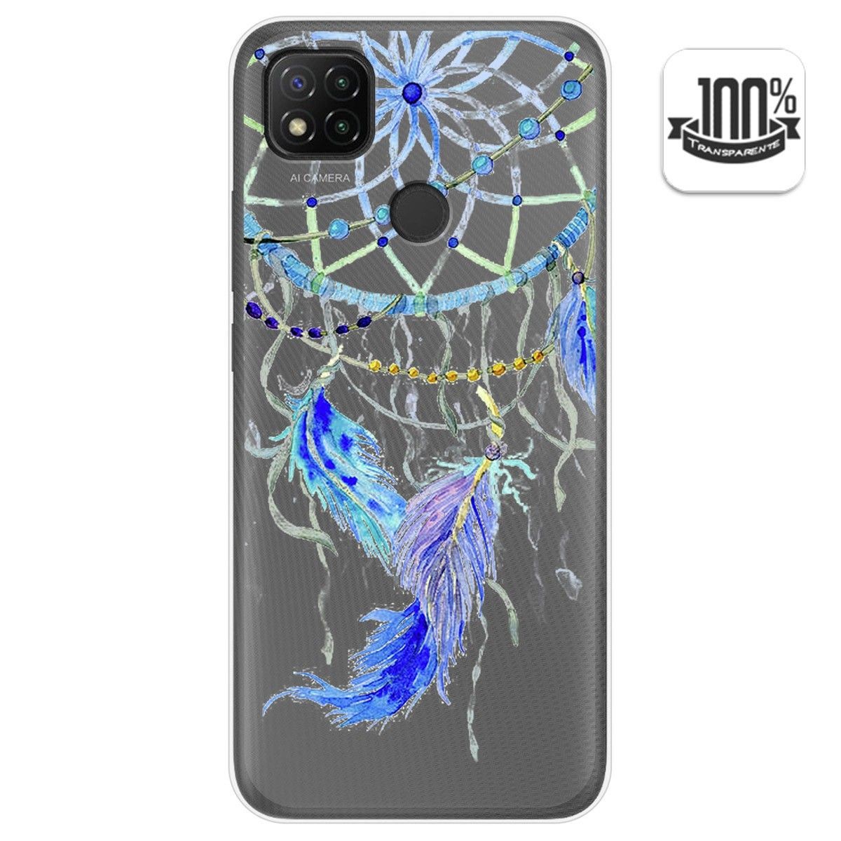 Funda Gel Transparente para Xiaomi Redmi 9C diseño Plumas Dibujos