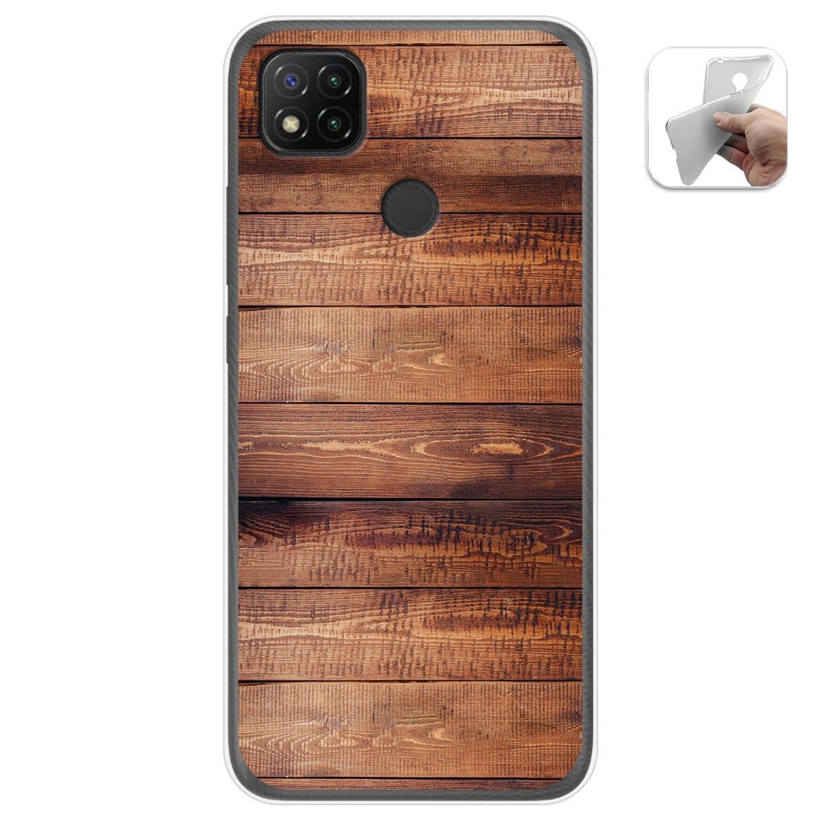 Funda Gel Tpu para Xiaomi Redmi 9C diseño Madera 02 Dibujos