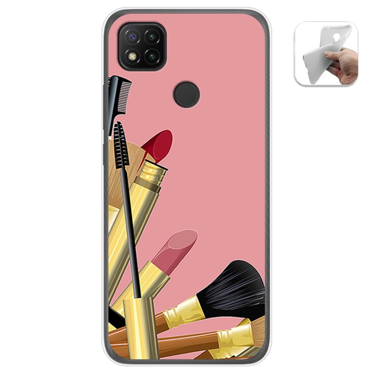 Funda Gel Tpu para Xiaomi Redmi 9C diseño Brochas Dibujos