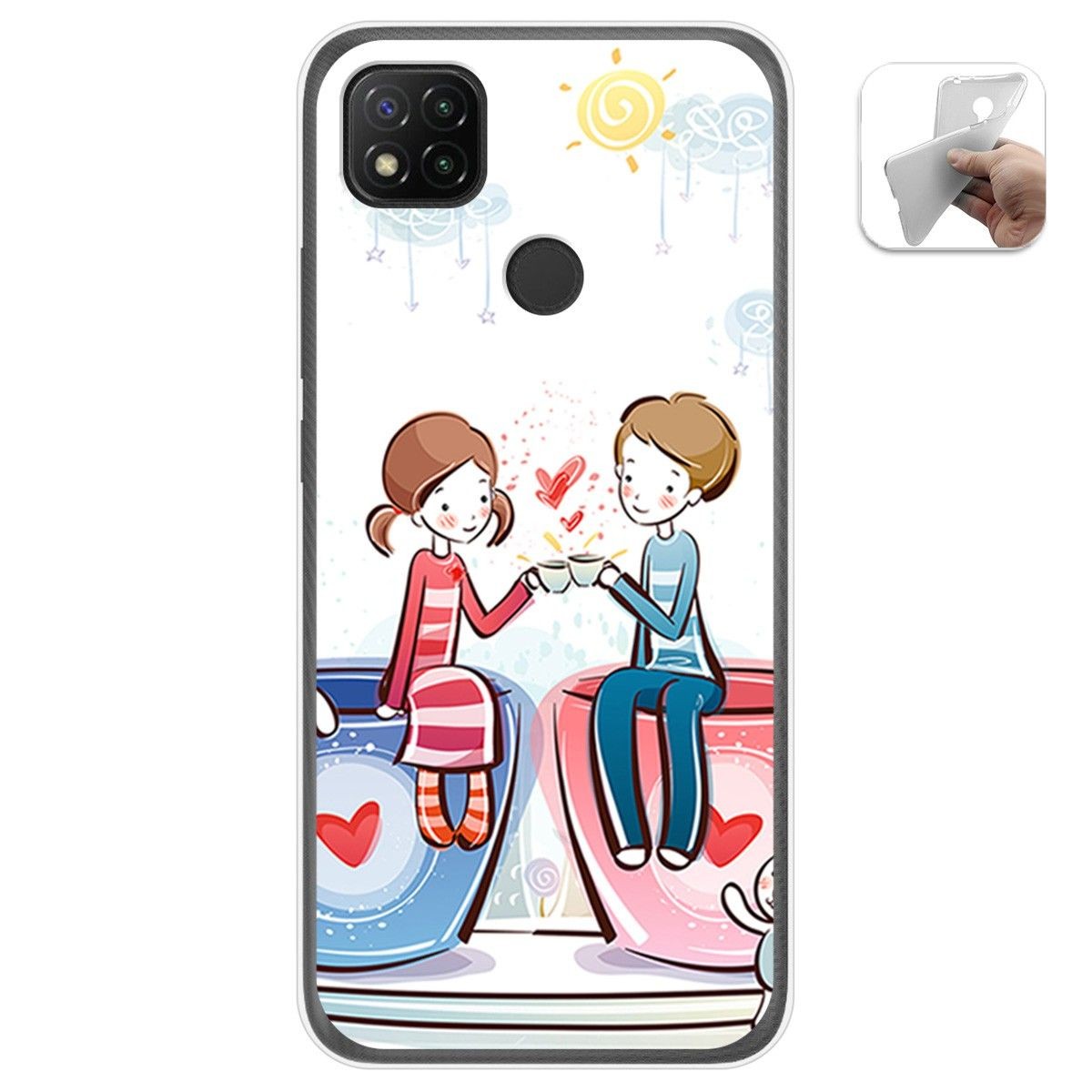 Funda Gel Tpu para Xiaomi Redmi 9C diseño Café Dibujos