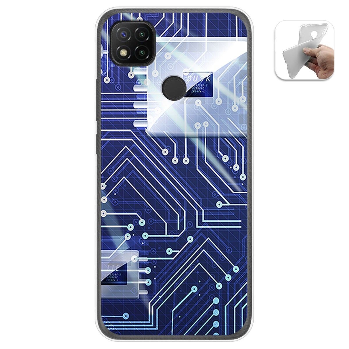 Funda Gel Tpu para Xiaomi Redmi 9C diseño Circuito Dibujos